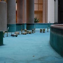 Empty fountain in the lobby of the Westin Bonaventure, Los Angeles